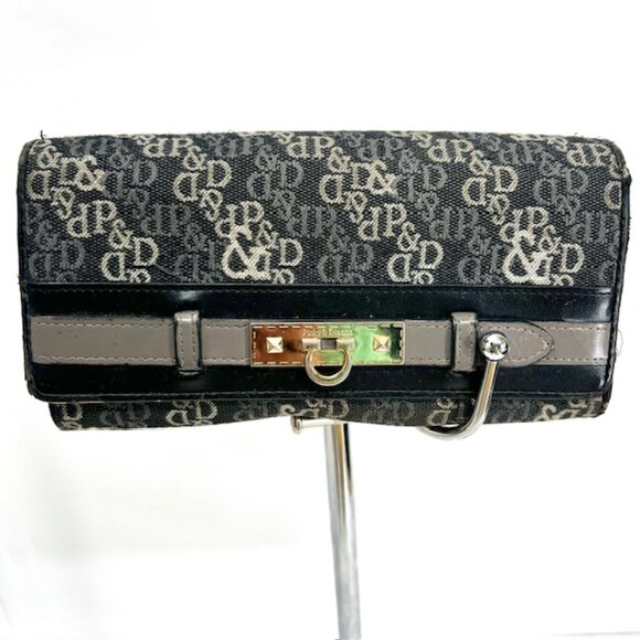 Pinky & Dianne Handbags - VGT Pinky & Dianne  Denim Snap Accordion Wallet With  Gray Black Logo Bifold(12)